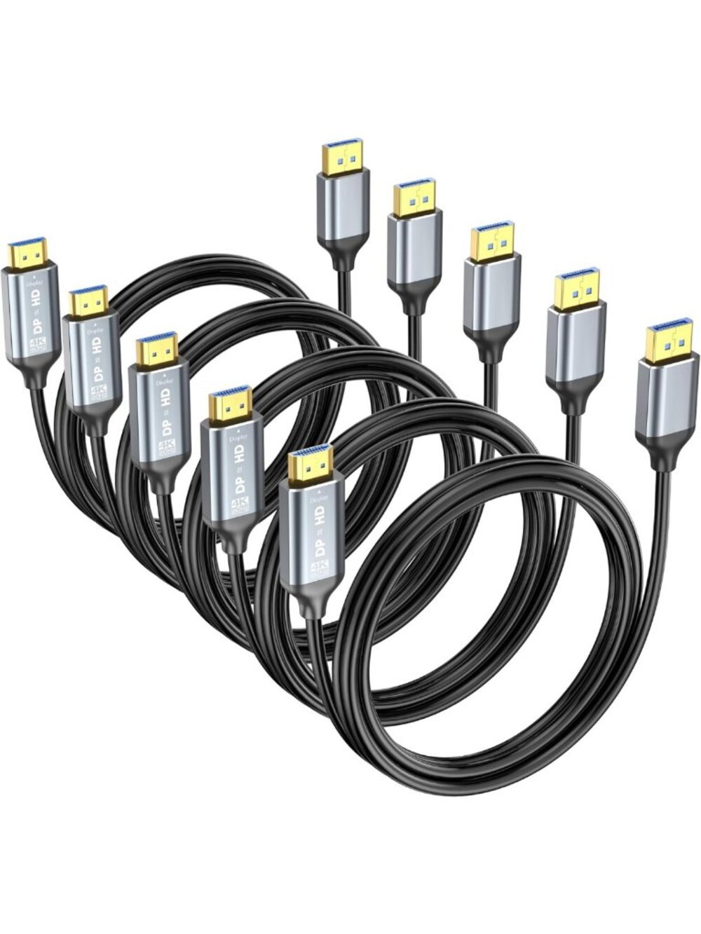 6ft DisplayPort to HDMI Cable 5-Pack, 4K@60Hz, Aluminum Shell, PC & Laptop
